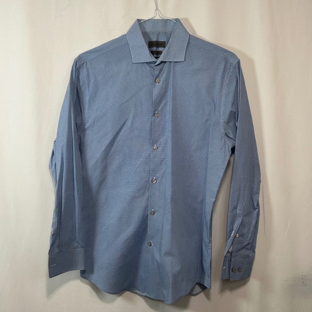 CK Calvin Klein‎ Extreme Slim Fit Non Iron Blue Pattern Dress Shirt